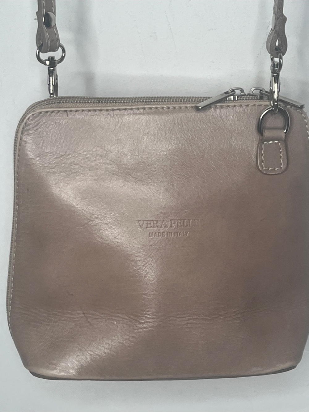 Vera Pelle Made in Italy Leather Crossbody Bag Tan
